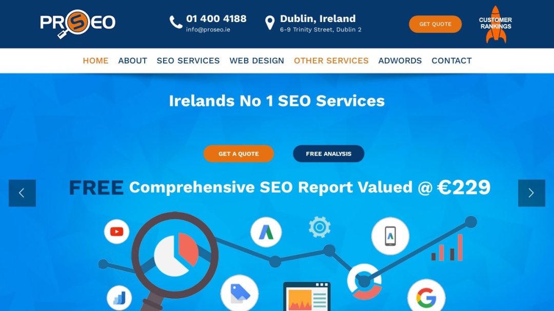 Screenshot of PRO SEO Web Design LTD's Website