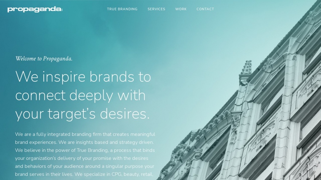 Screenshot of Propaganda Inc.'s Website