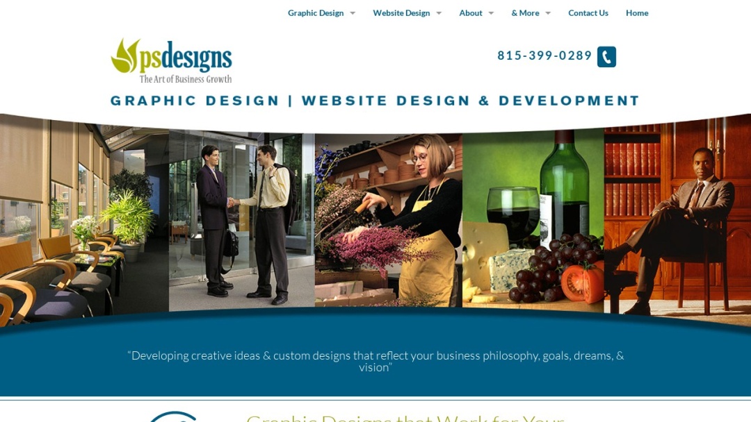 Screenshot of PS Designs & More's Website
