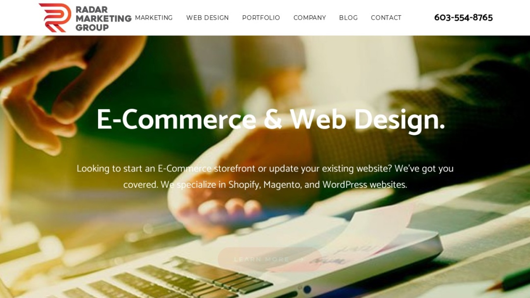 Screenshot of Radar Marketing Group's Website