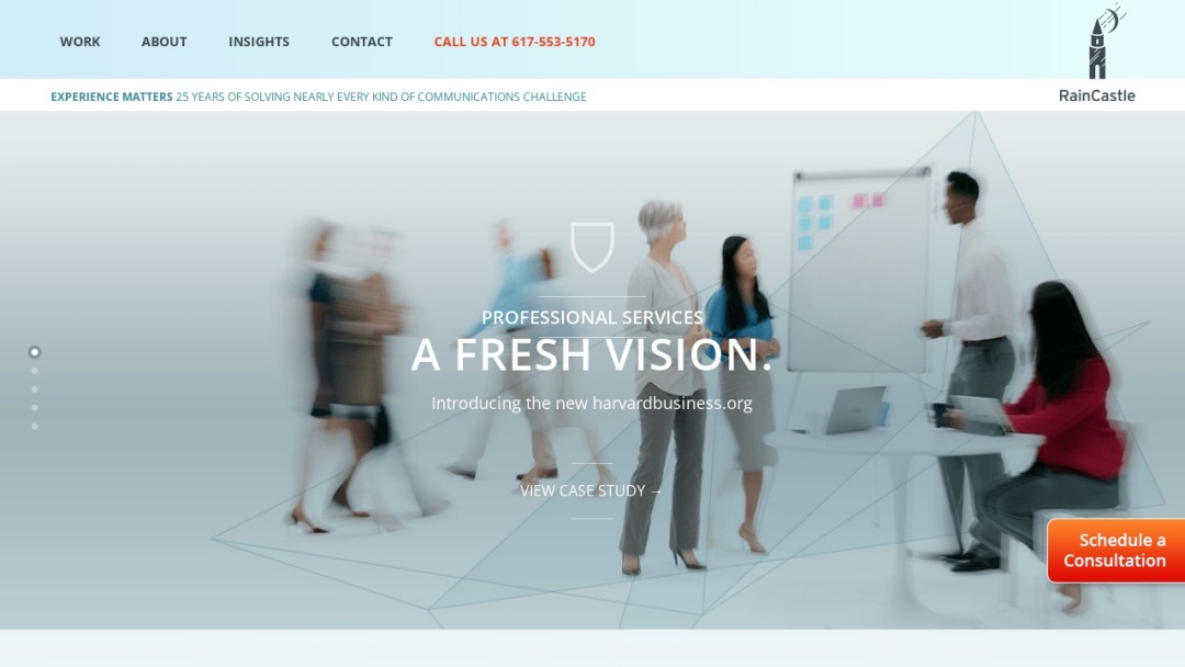 Screenshot of RainCastle Communications, Inc.'s Website