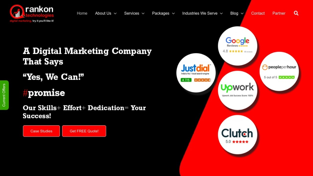 Screenshot of RankOn Technologies Pvt Ltd's Website
