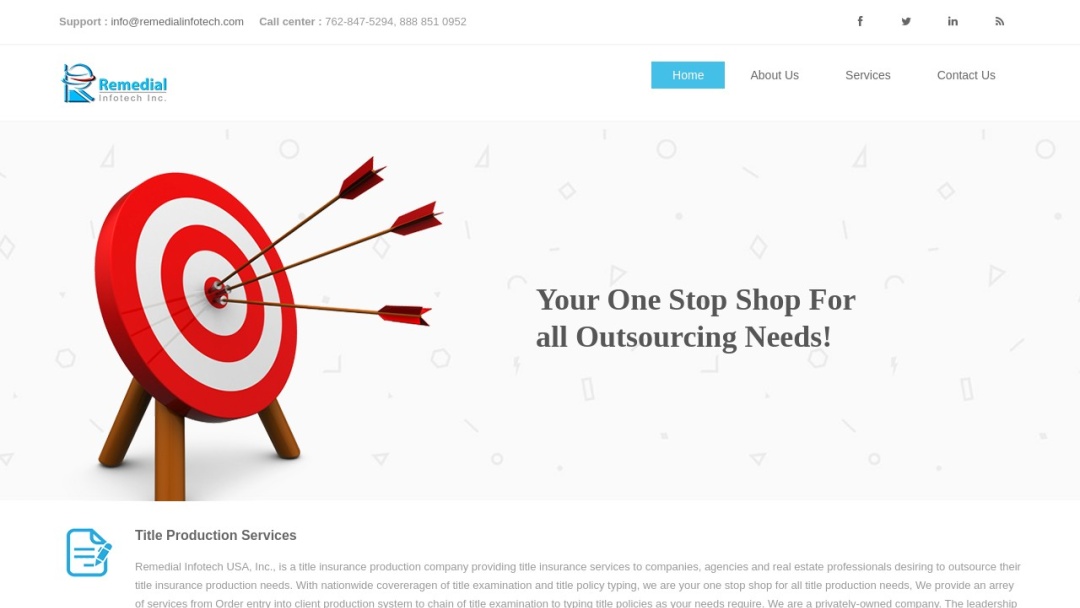Screenshot of Remedial Infotech Inc.'s Website