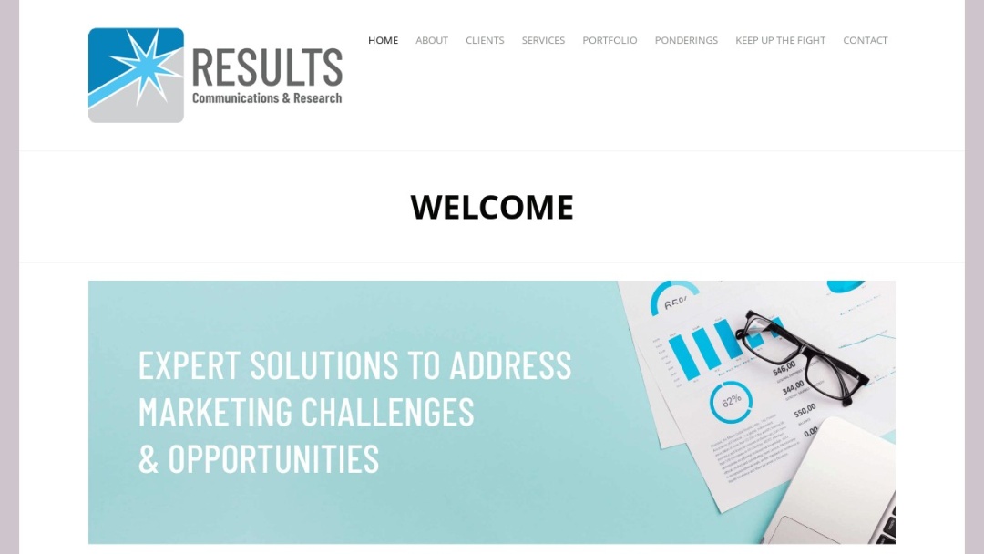 Screenshot of Results Communications and Research's Website