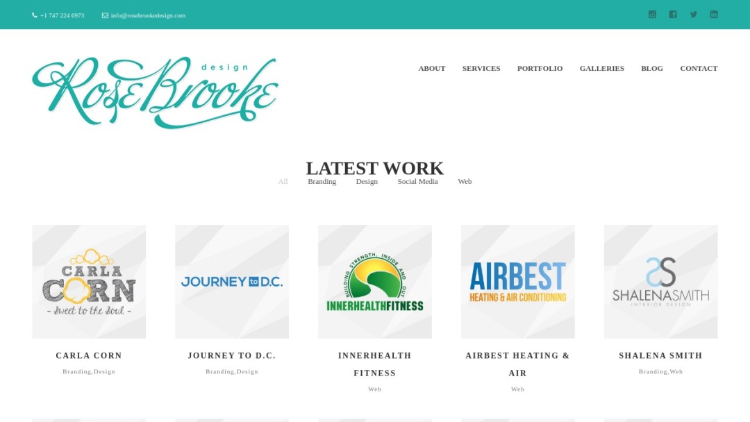 Screenshot of Rose Brooke Design's Website