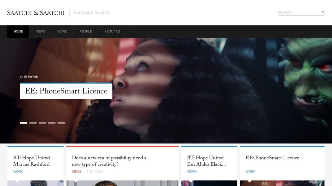 Screenshot of Saatchi & Saatchi's Website