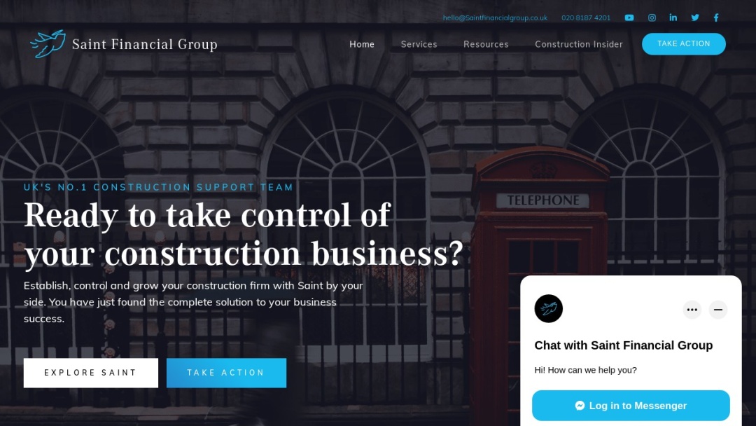 Screenshot of Saint Financial Group's Website