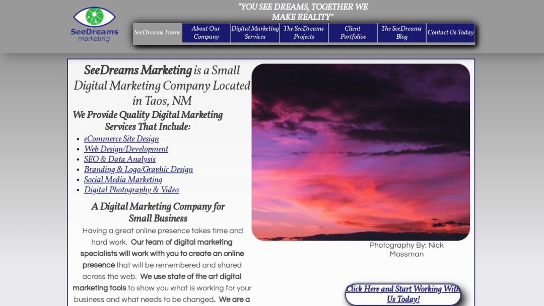 Screenshot of SeeDreams Marketing's Website