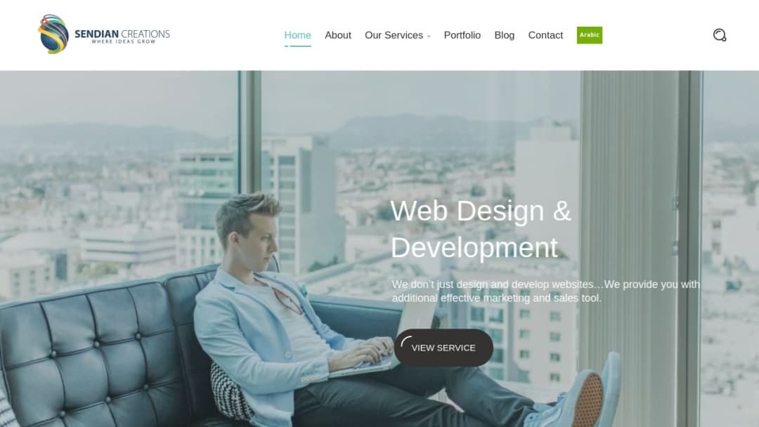 Screenshot of Sendian Creations's Website