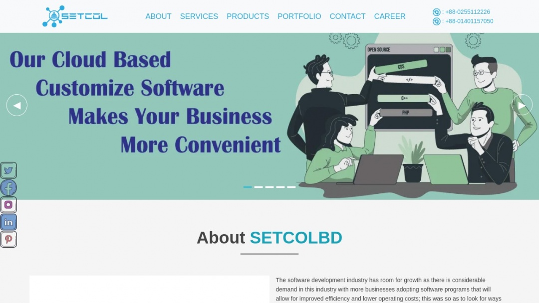 Screenshot of Setcol Digital's Website