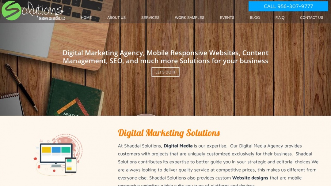 Screenshot of Shaddai Solutions, LLC's Website