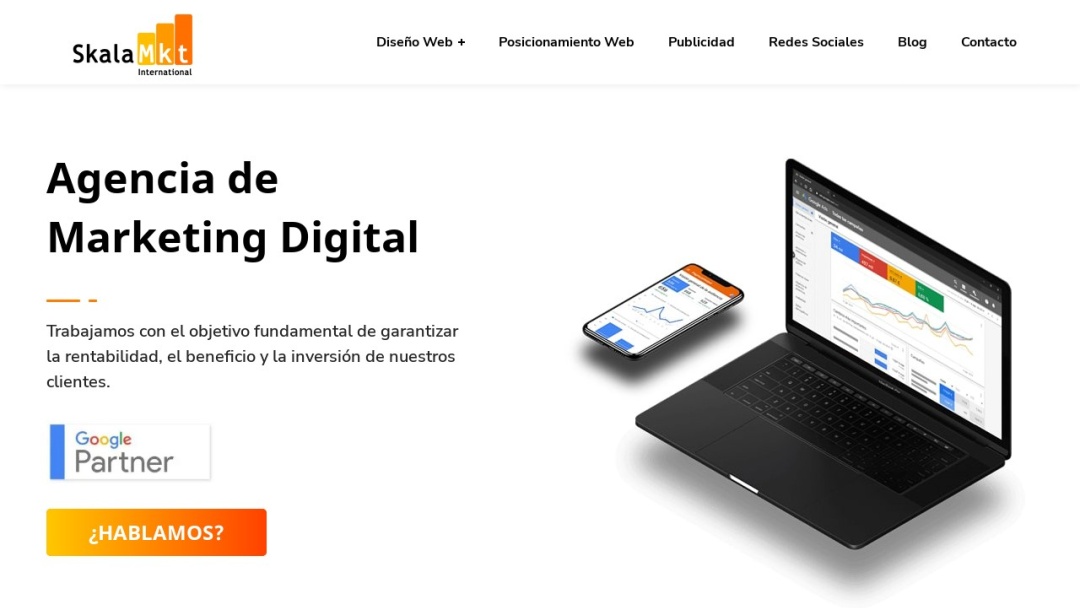 Screenshot of Skala Marketing International's Website