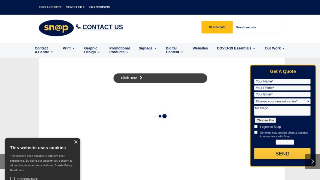 Screenshot of Snap Ireland's Website