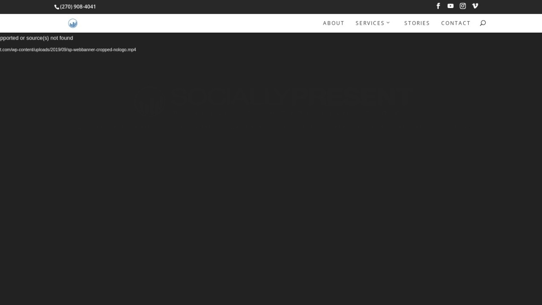 Screenshot of Socially Present's Website