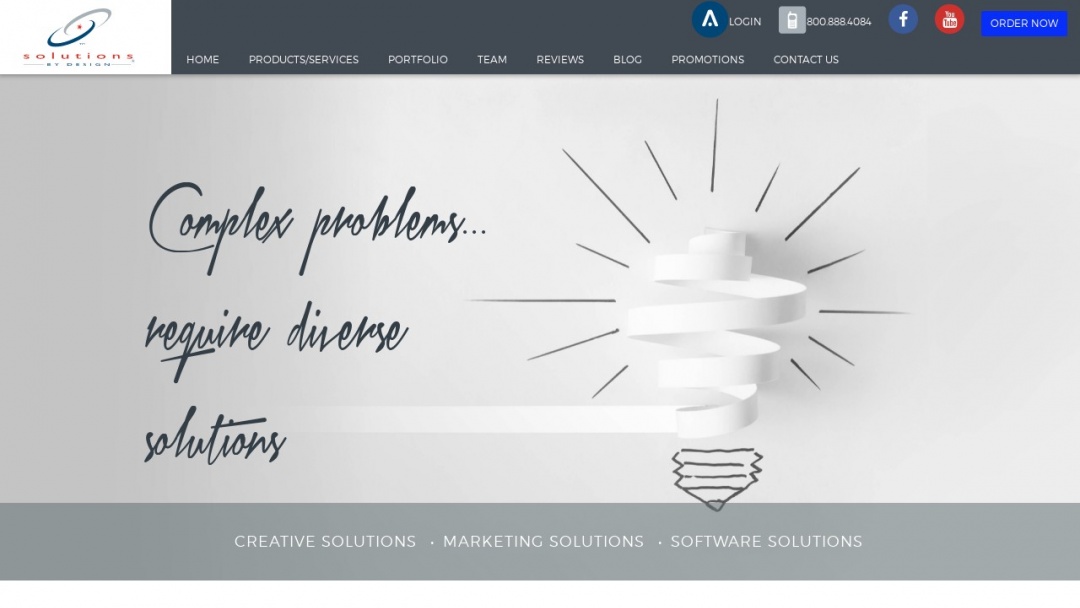 Screenshot of Solutions By Design, Inc.'s Website