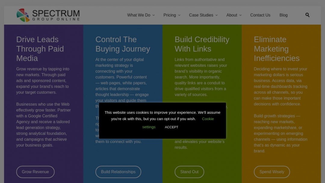 Screenshot of Spectrum Group Online's Website