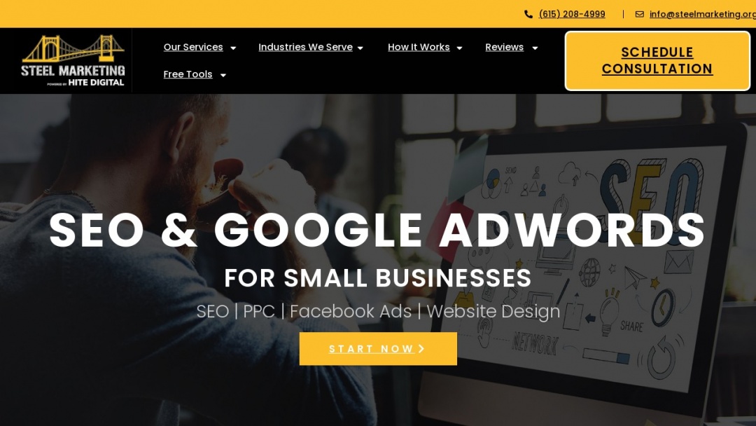 Screenshot of Steel Marketing's Website