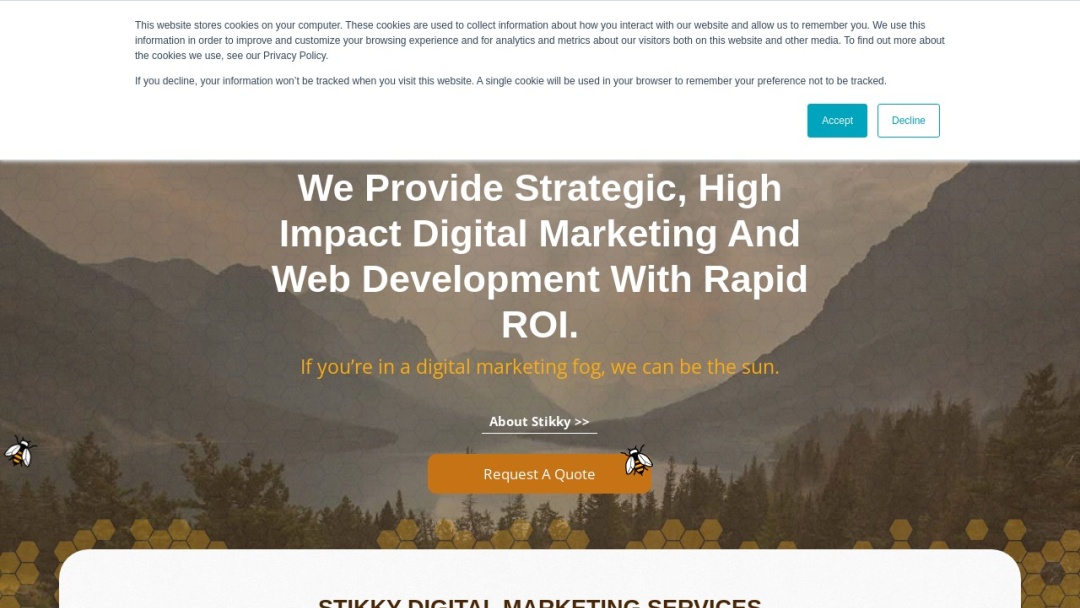 Screenshot of Stikky Media Inc.'s Website