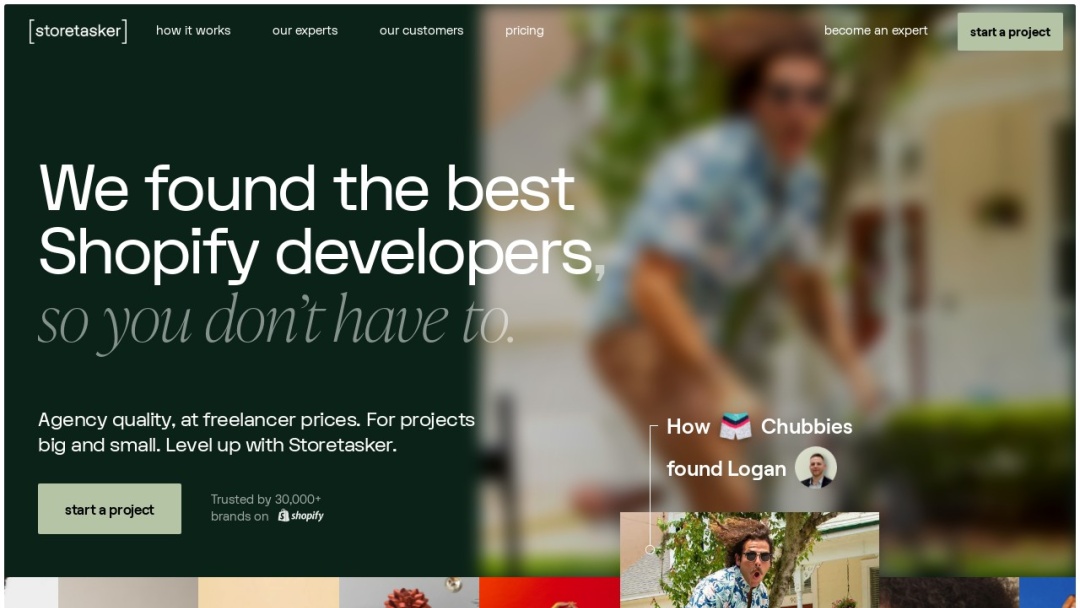 Screenshot of Storetasker's Website
