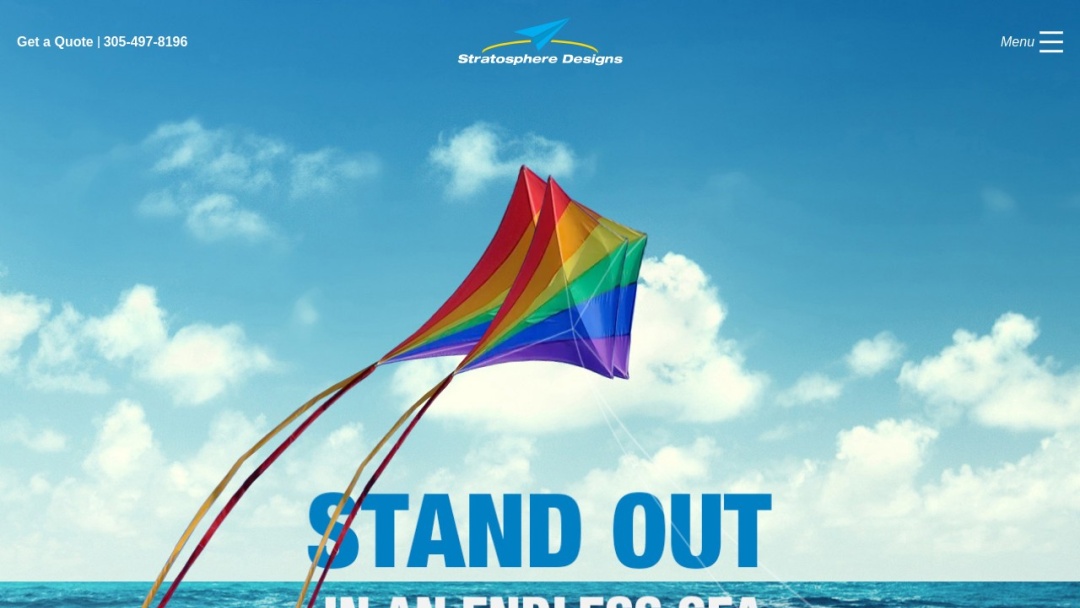 Screenshot of Stratosphere Designs, LLC.'s Website