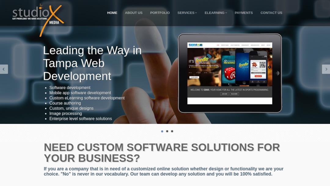 Screenshot of StudioX Media's Website