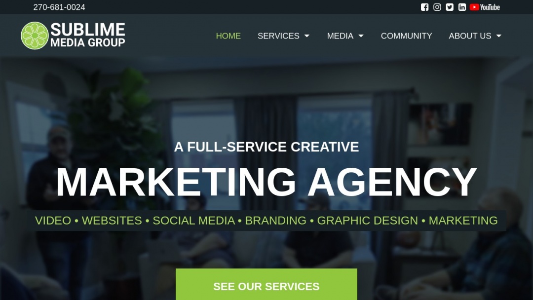 Screenshot of Sublime Media Group's Website