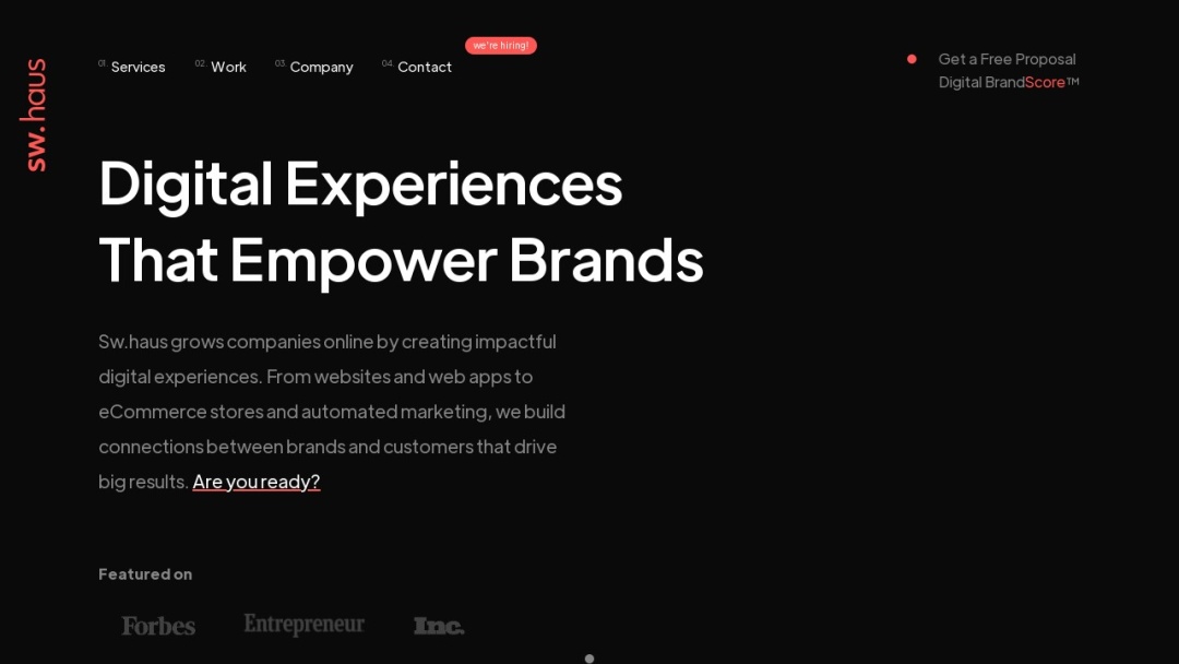 Screenshot of SwHaus: Digital Solutions's Website