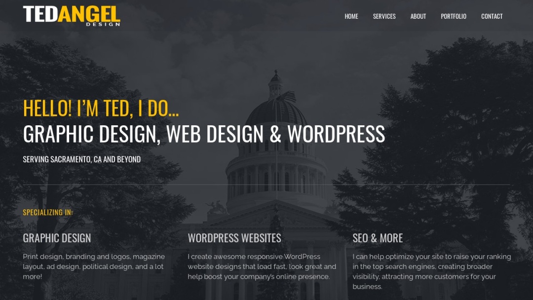 Screenshot of Ted Angel Design's Website