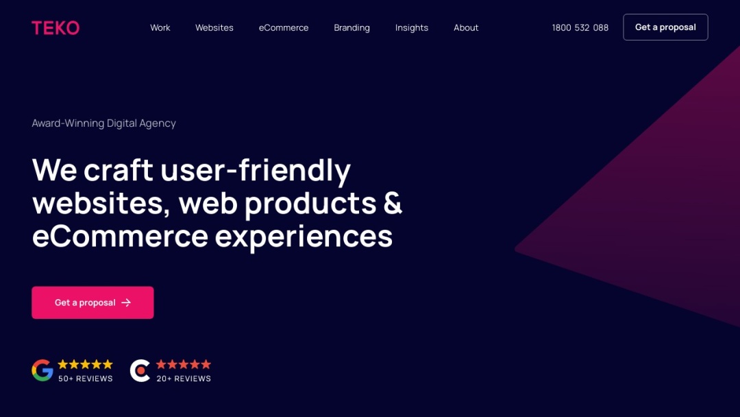 Screenshot of Teko's Website