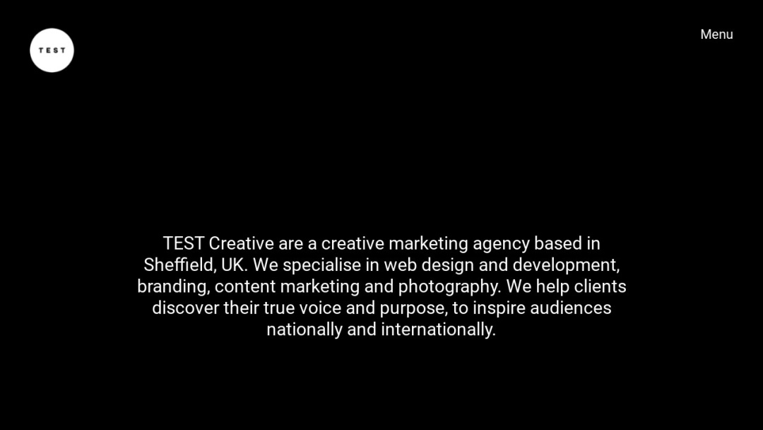 Screenshot of Test Creative's Website