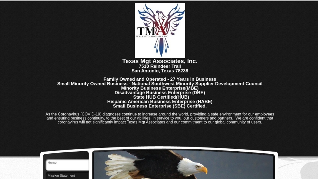 Screenshot of Texas Mgt. Associates's Website