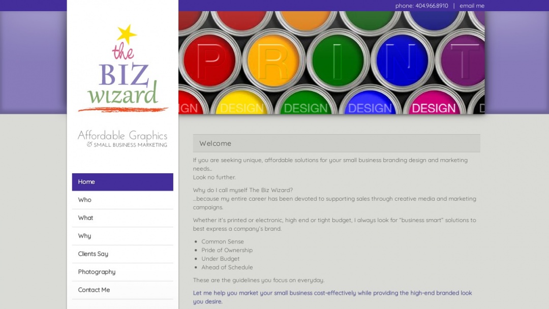 Screenshot of The Biz Wizard's Website