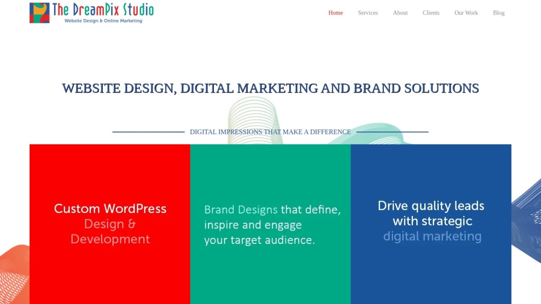 Screenshot of The DreamPix Studio's Website