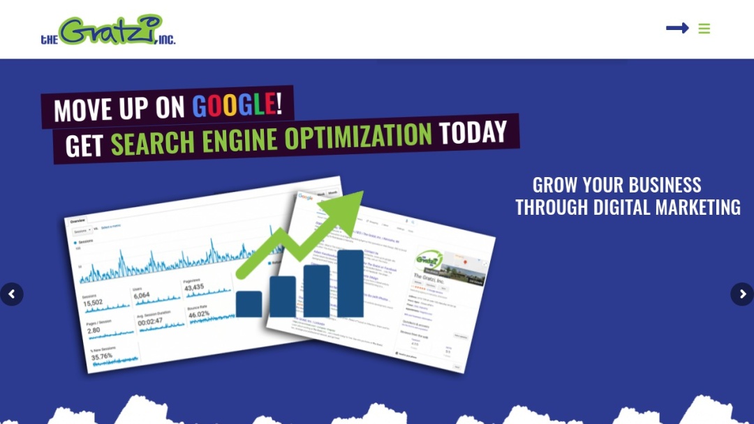 Screenshot of The Gratzi, Inc.'s Website