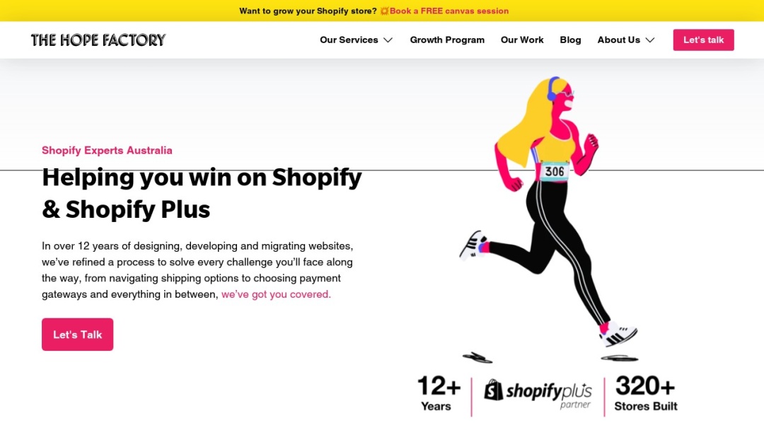 Screenshot of The Hope Factory's Website