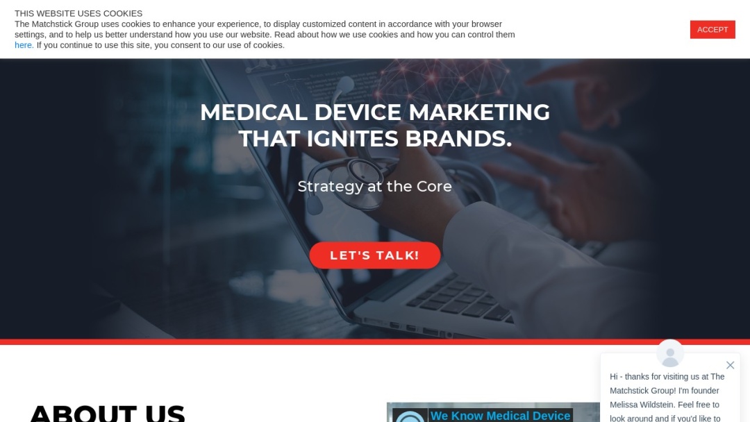 Screenshot of The Matchstick Group's Website