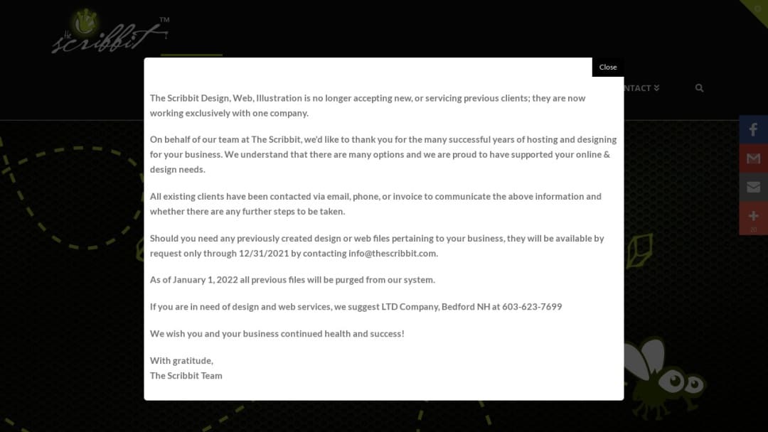 Screenshot of The Scribbit's Website