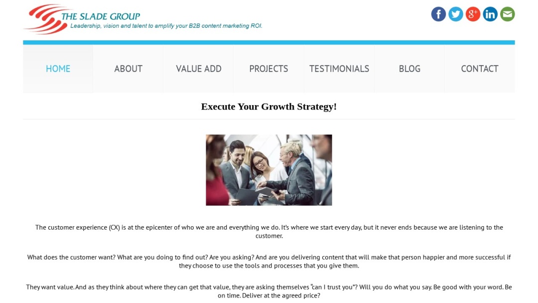Screenshot of The Slade Group's Website