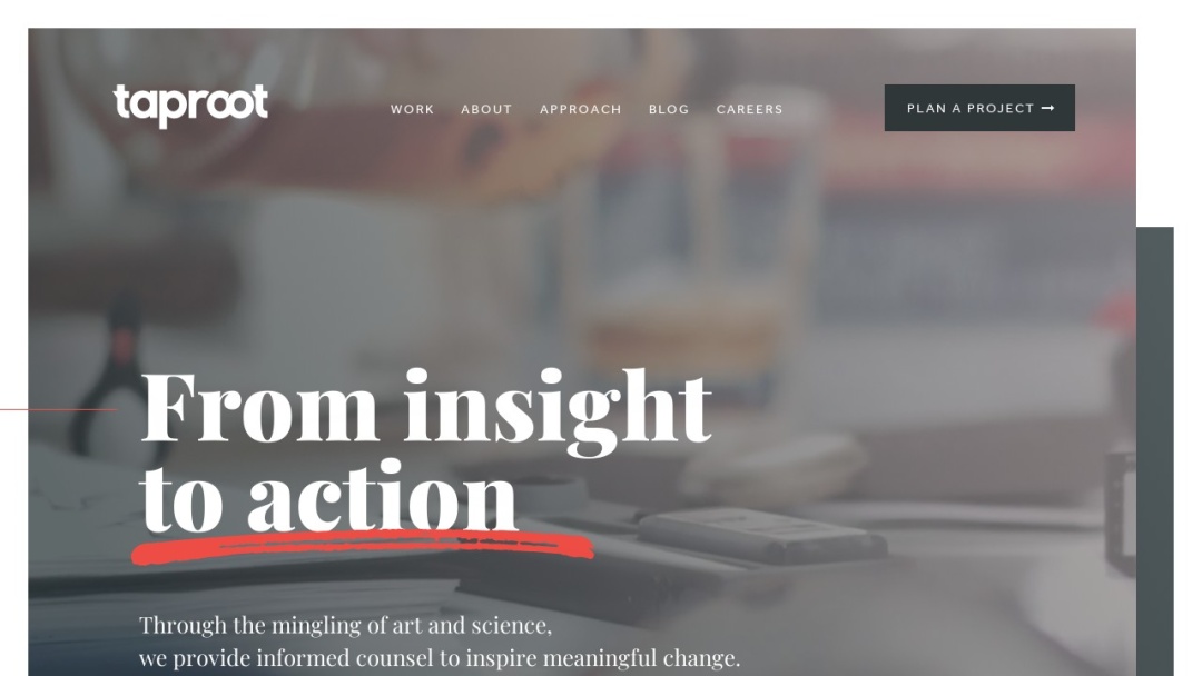 Screenshot of The Taproot Agency's Website
