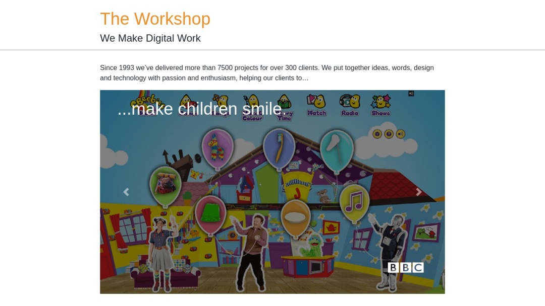 Screenshot of The Workshop's Website
