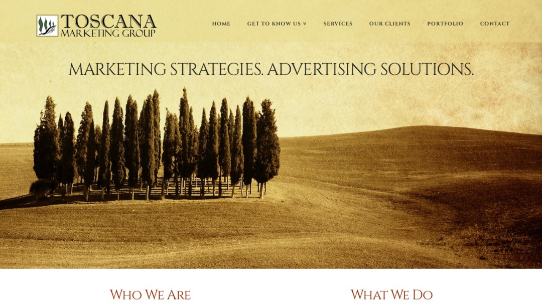 Screenshot of Toscana Marketing Group's Website