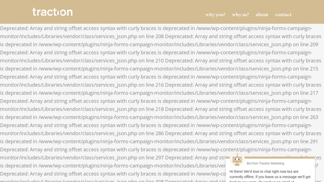 Screenshot of Traction Marketing Group's Website