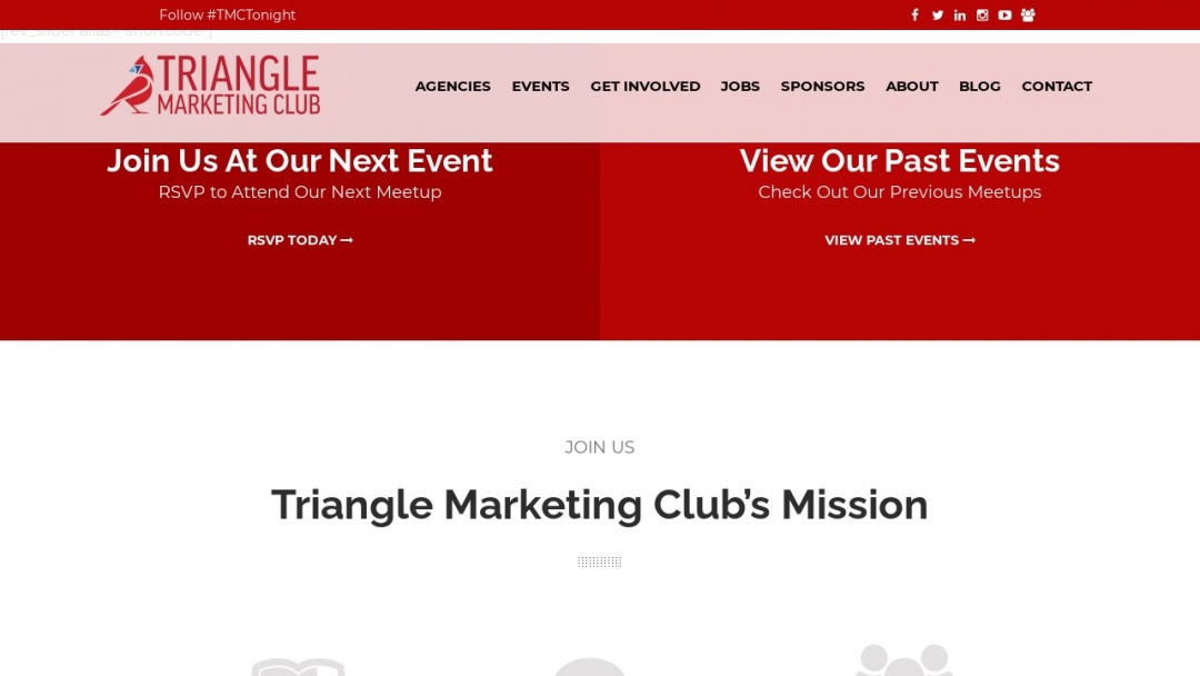 Screenshot of Triangle Marketing Club's Website