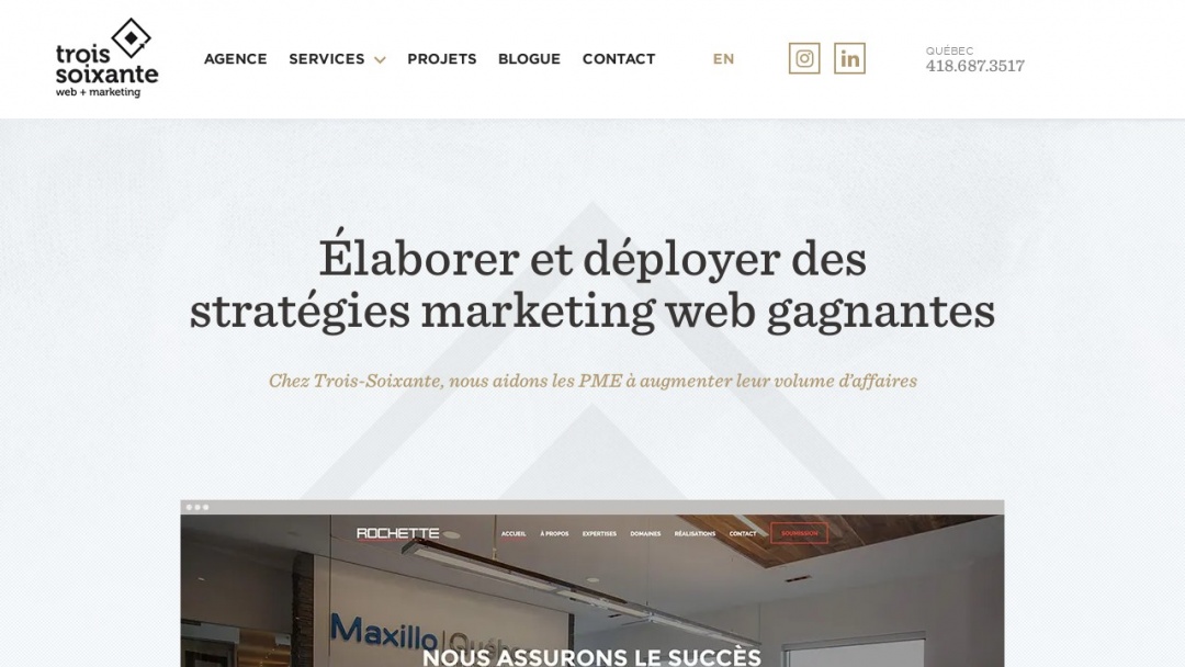 Screenshot of Trois-Soixante's Website