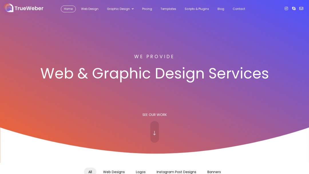 Screenshot of Trueweber's Website