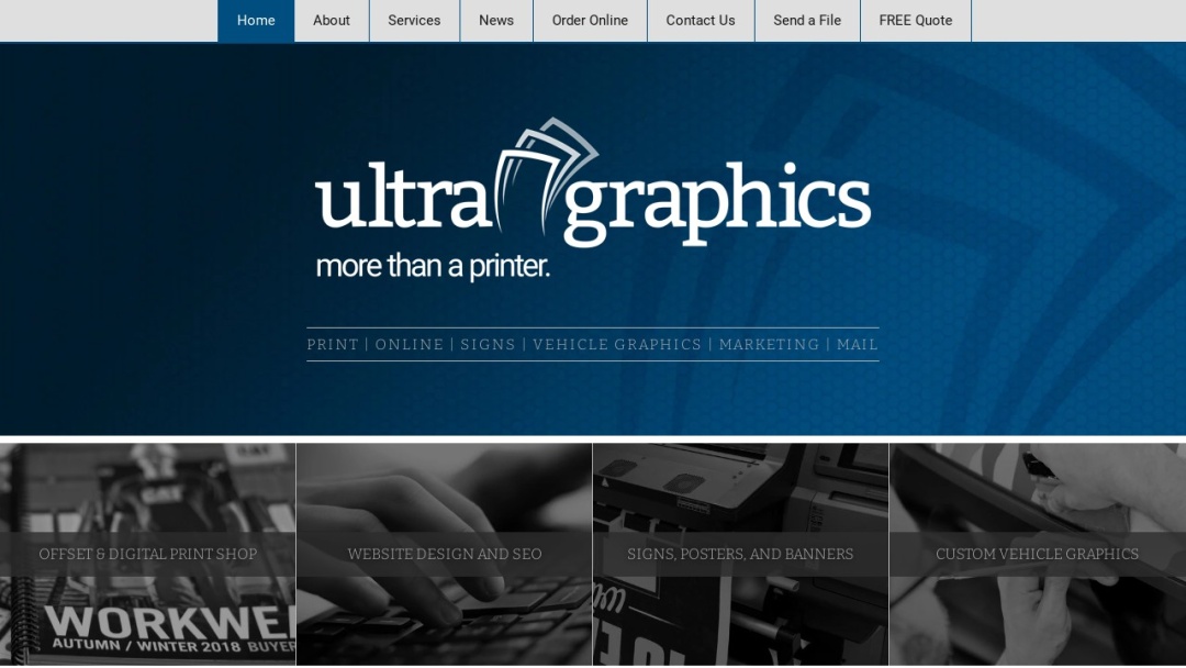 Screenshot of Ultra Graphics's Website