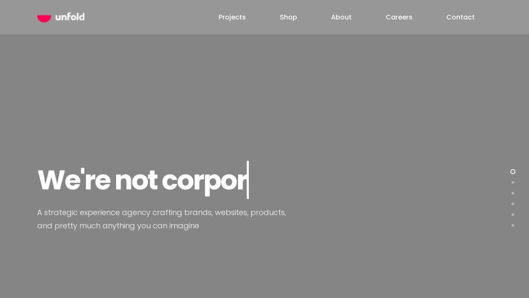Screenshot of unfold's Website