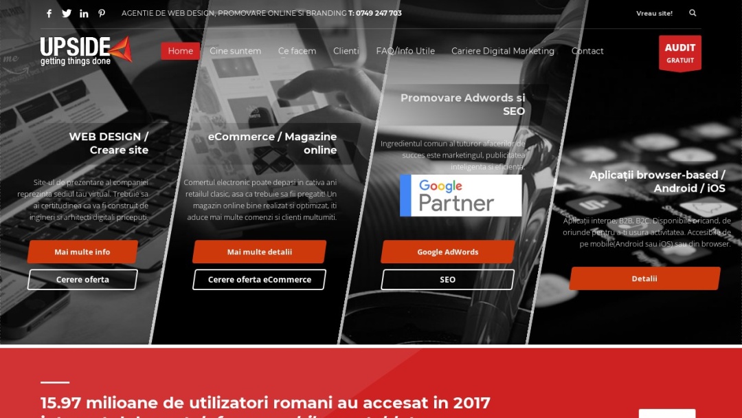 Screenshot of Upside.ro's Website