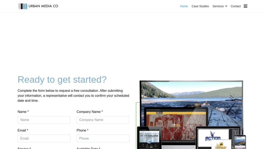 Screenshot of Urban Media Co.'s Website