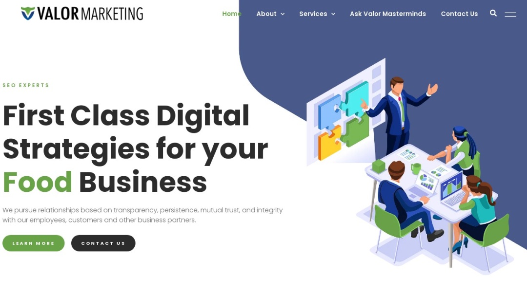 Screenshot of Valor Marketing LLC's Website